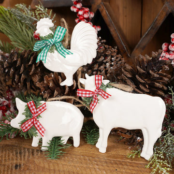 Farm Animals With Bow Ornament 3 Styles