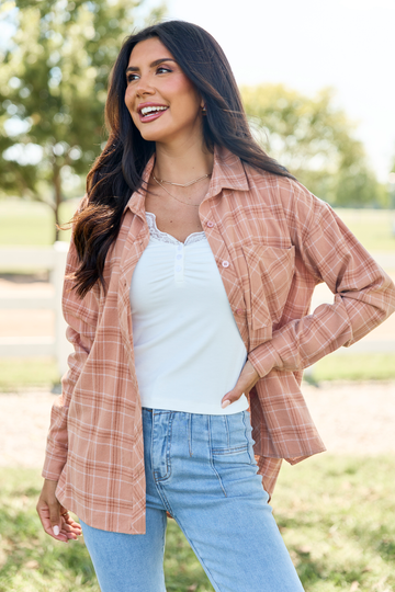 Made Me Realize Plaid Flannel Copper