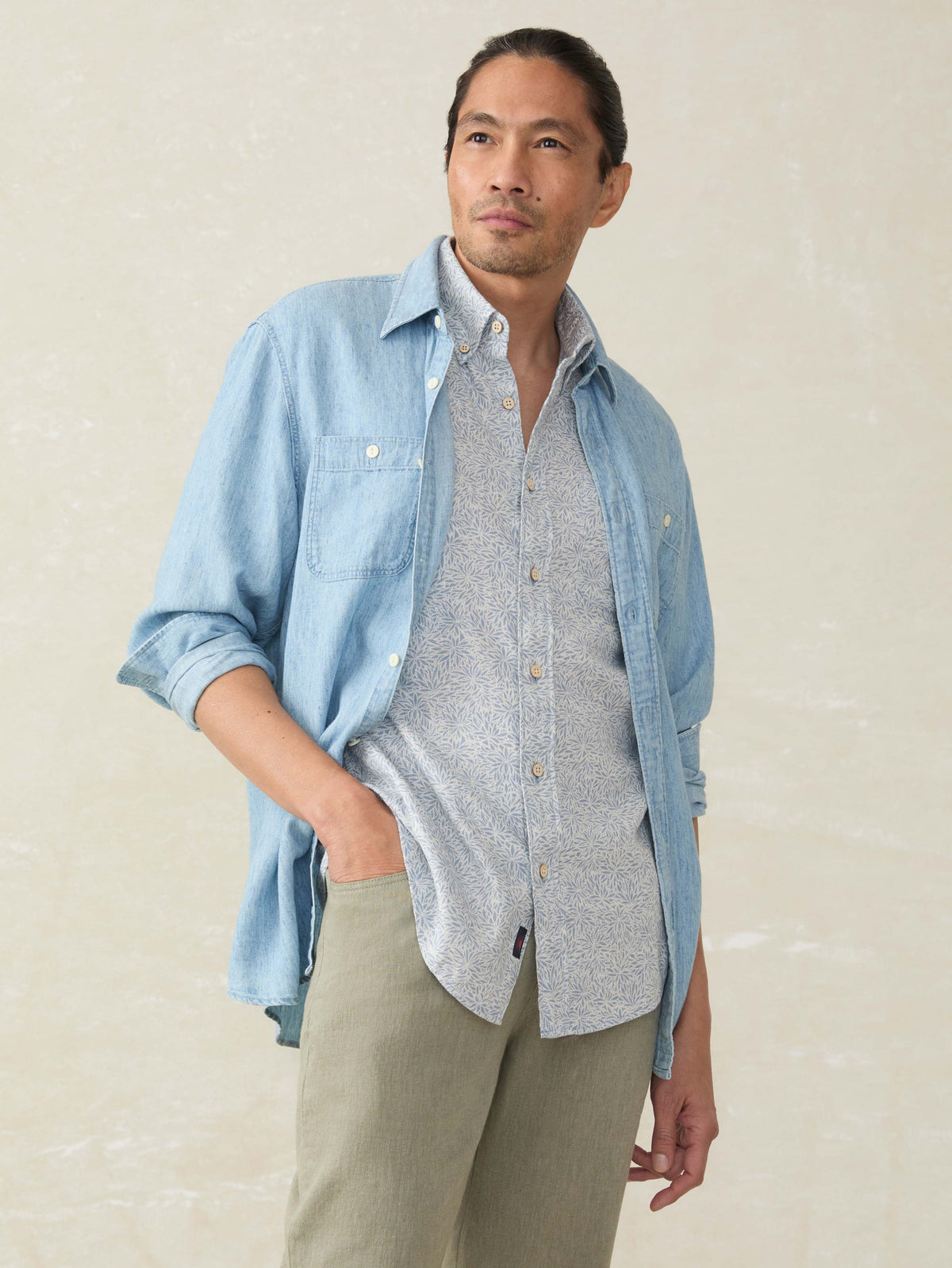 Short-Sleeve Breeze Shirt - Sky Blue Frond