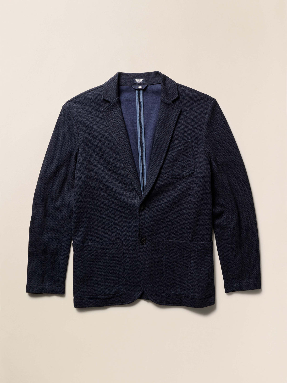 Inlet Knit Tweed Blazer - Navy Twilight Herringbone