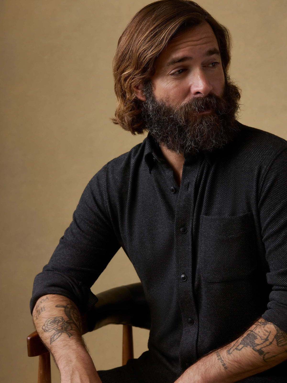 Legend Sweater Shirt (Single Pocket) - Heathered Black Twill