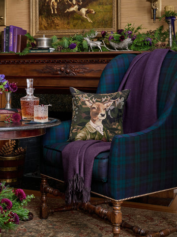 Stag with Green Jacket Pillow