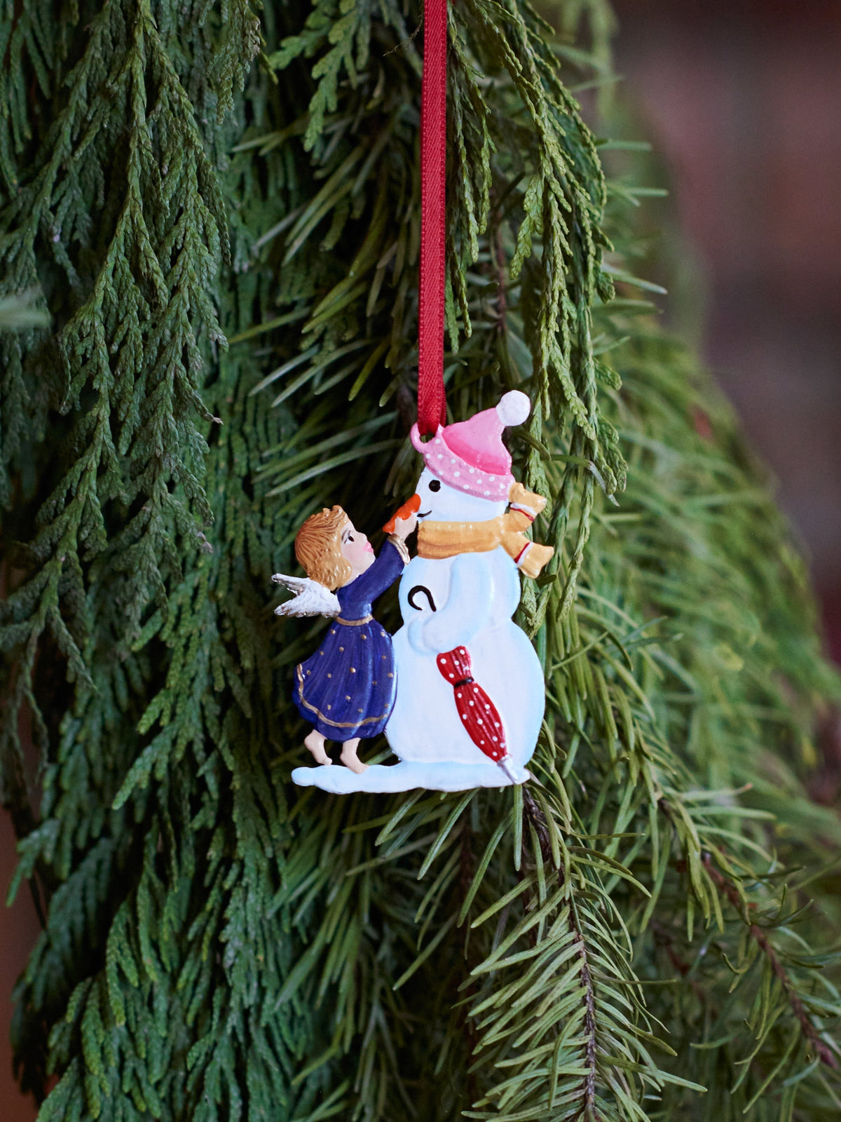 Wilhelm Schweizer Pewter Snowman and Angel Ornament