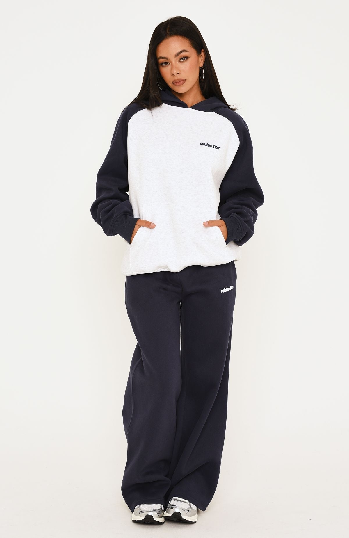 Loving It Here Oversized Hoodie Grey Marle/Navy
