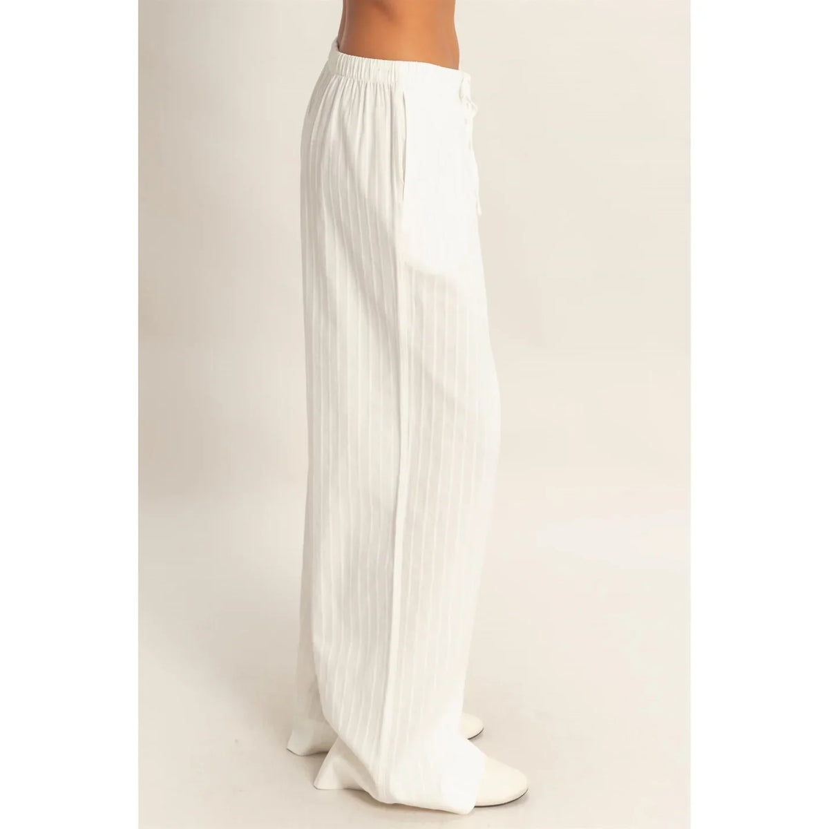 PINSTRIPED JACQUARD DRAWSTRING PANTS