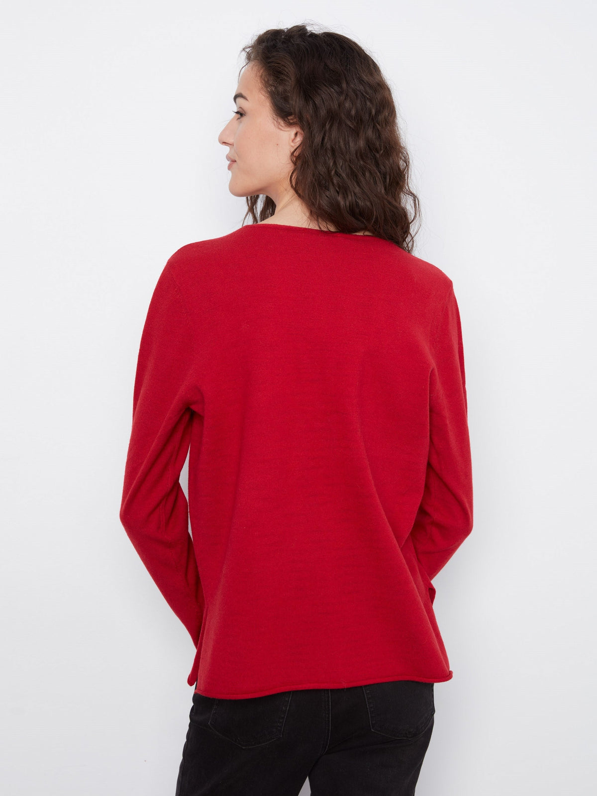 Basic V-Neck Sweater - Equestrian