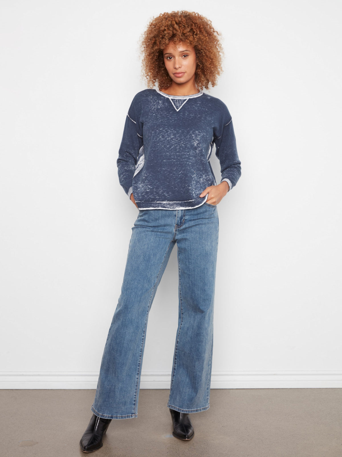 Cotton Crew Neck Sweater - Midnight