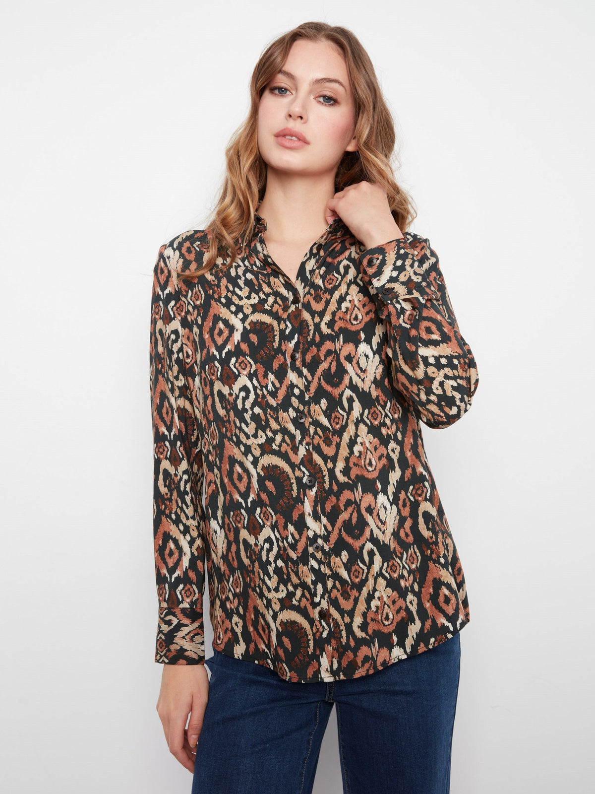 Printed Button-Up Shirt - Kaia
