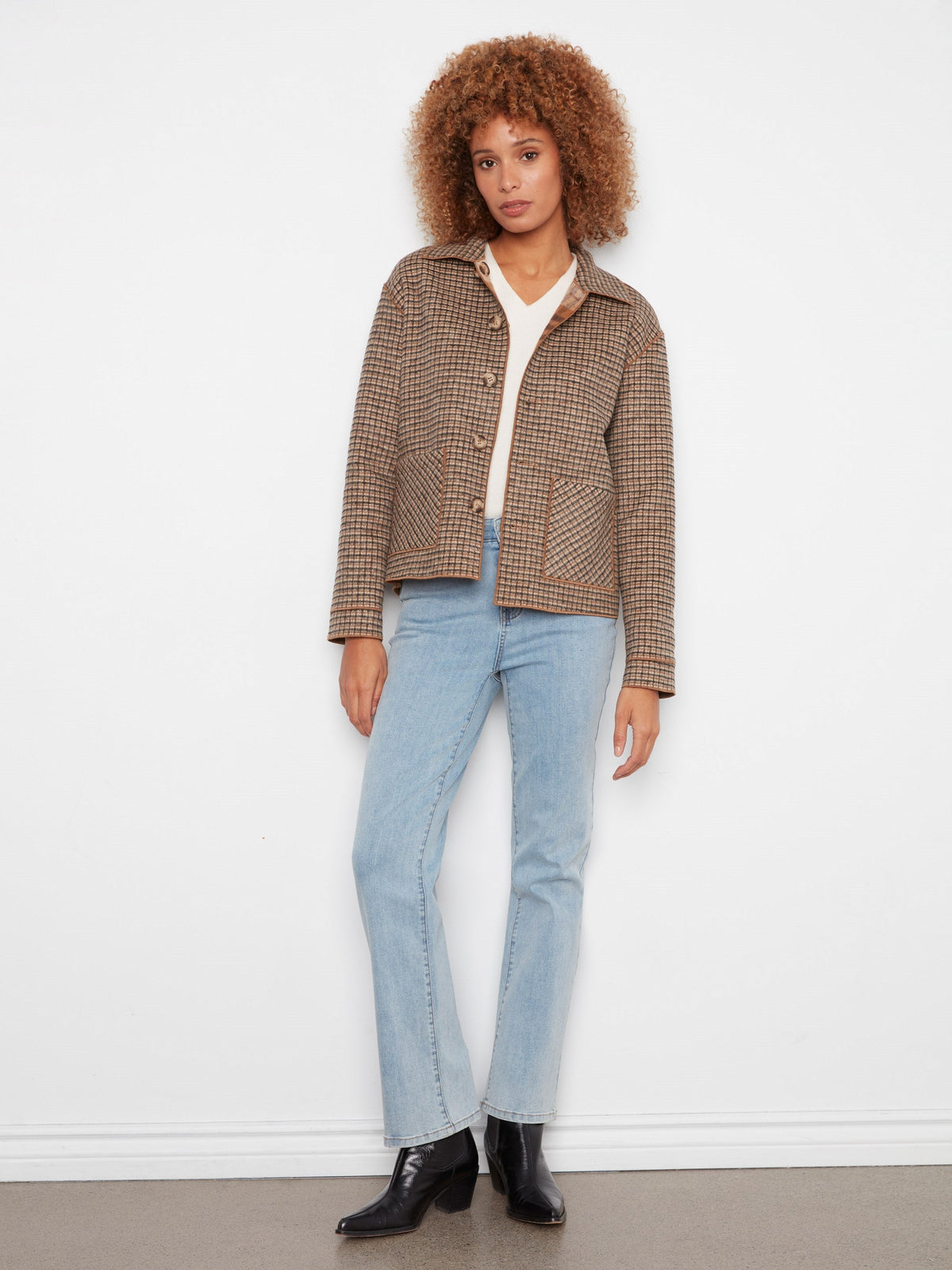 Reversible Plaid Jacket - Truffle