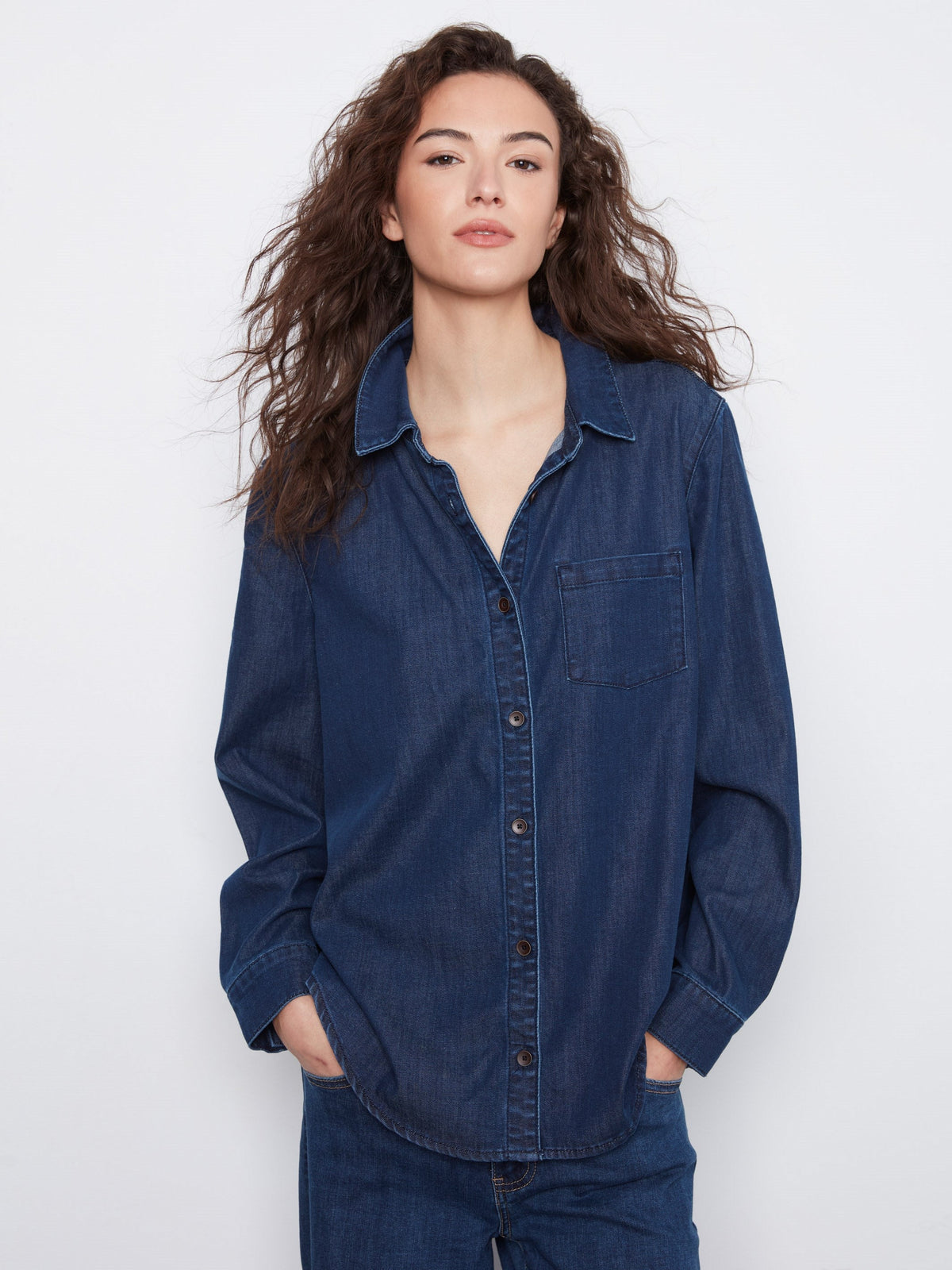 Tencel Button-Front Shirt - Indigo