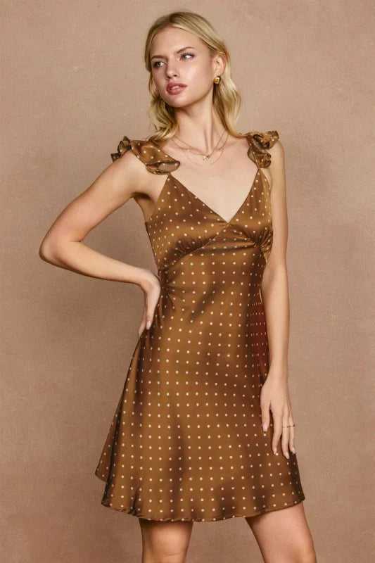 DOT DARLING FLUTTER SLEEVES MINI DRESS
