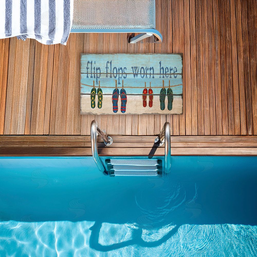 Gail Fraser | Flip Flops Worn Here Beach Greeting Non-Woven Door Mat