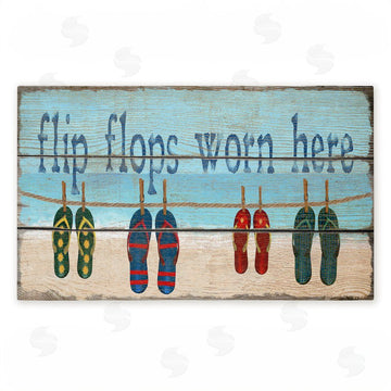 Gail Fraser | Flip Flops Worn Here Beach Greeting Non-Woven Door Mat