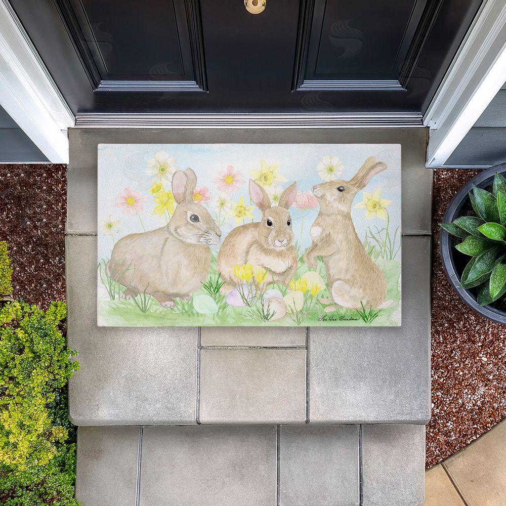 Lee Ann Sanders | Easter Bunnies in Grass Non-Woven Door Mat