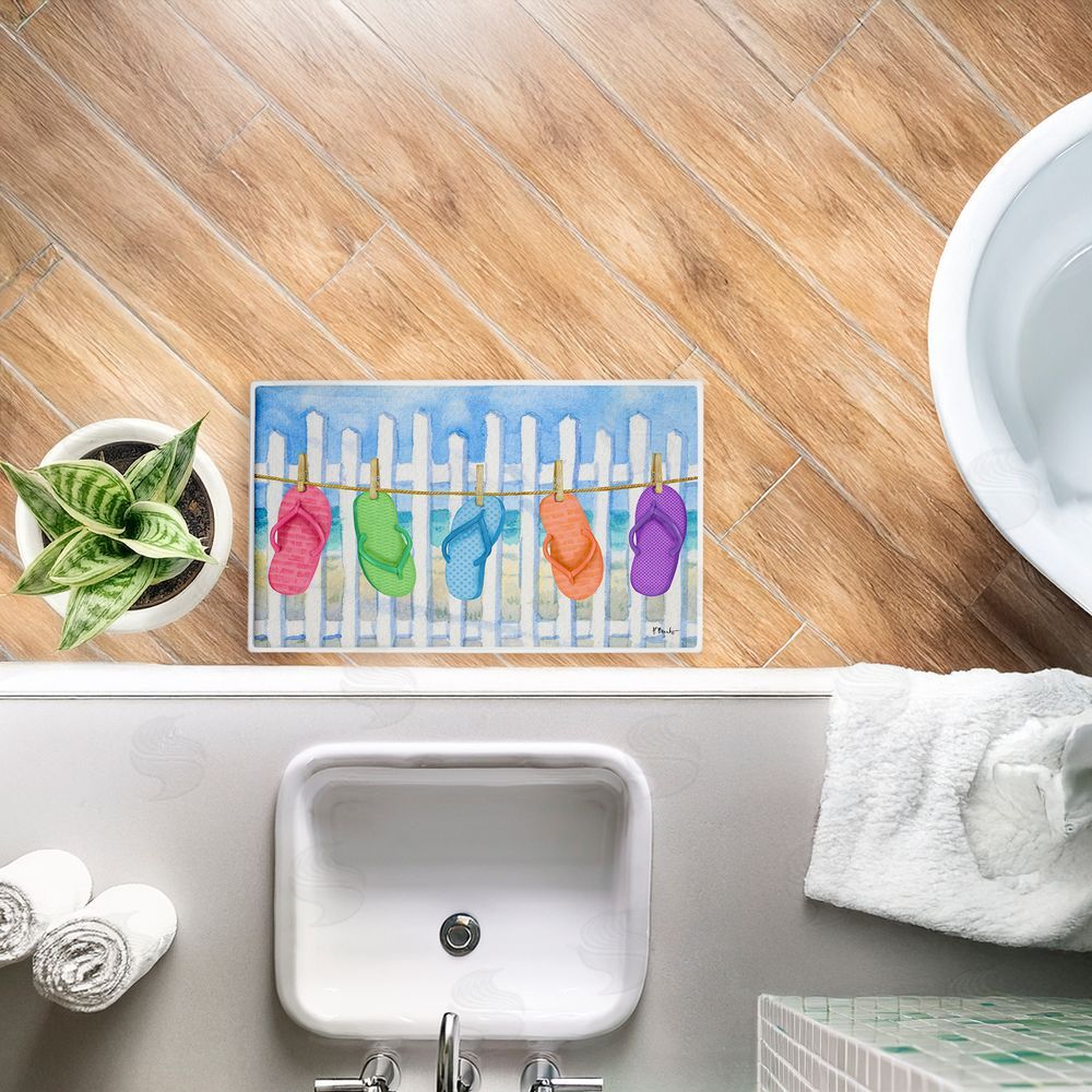 Paul Brent | Flip Flop Summer Clothesline Plush Bath Mat