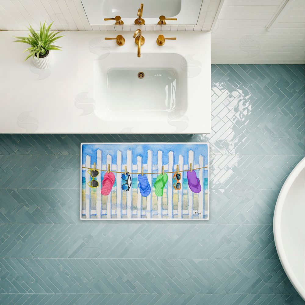 Paul Brent | Flip Flop Clothesline Beach Plush Bath Mat