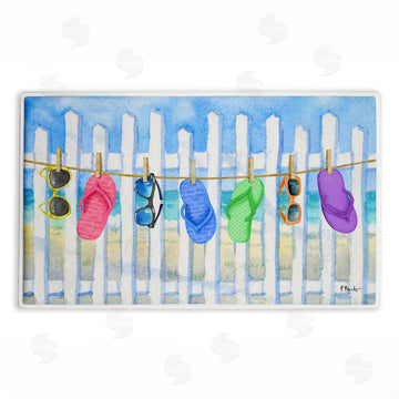 Paul Brent | Flip Flop Clothesline Beach Plush Bath Mat