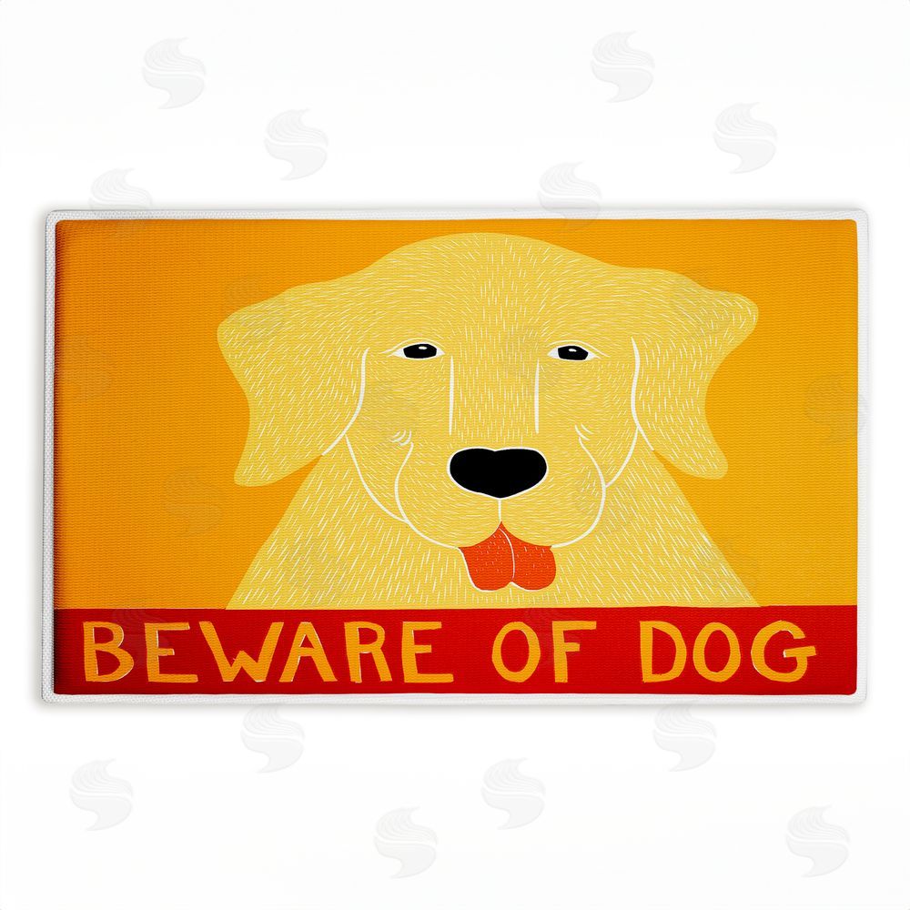 Stephen Huneck | Beware Of Dog Greeting Plush Bath Mat