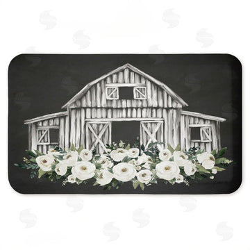Lettered and Lined | Rustic Barn with White Roses Anti-Fatigue Mat