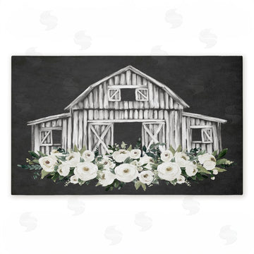 Lettered and Lined | Rustic Barn with White Roses Non-Woven Door Mat