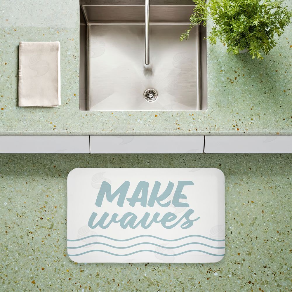 Lettered and Lined | Make Waves Aqua Blue Anti-Fatigue Mat