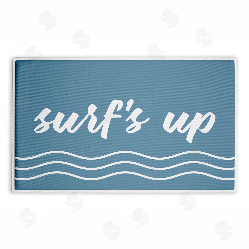 Lettered and Lined | Surf's Up over Blue Plush Bath Mat
