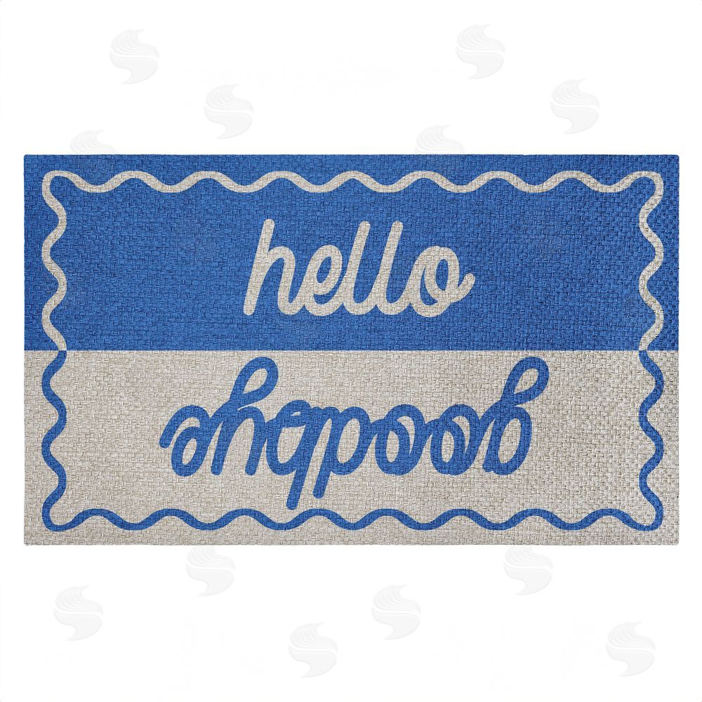 Stupell Studio | Hello Goodbye Blue & White Faux Sisal Door Mat