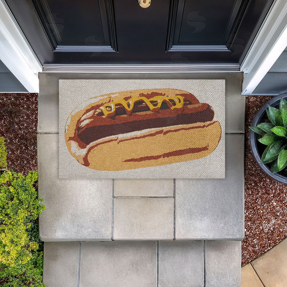 Stupell Studio | Kitchen Pop Style Hotdog Faux Sisal Door Mat