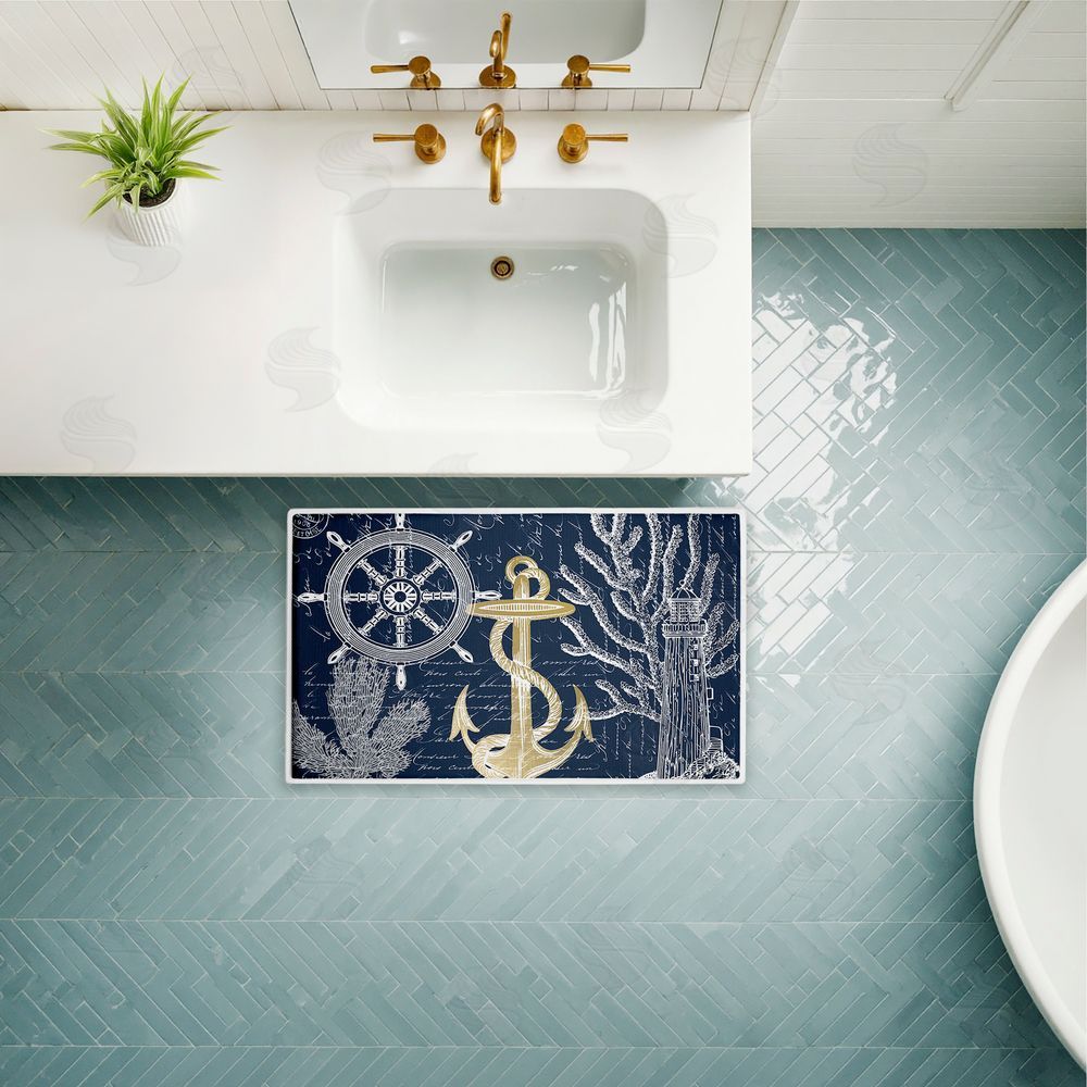 Kim Allen | Vintage Nautical Sea Letters Plush Bath Mat