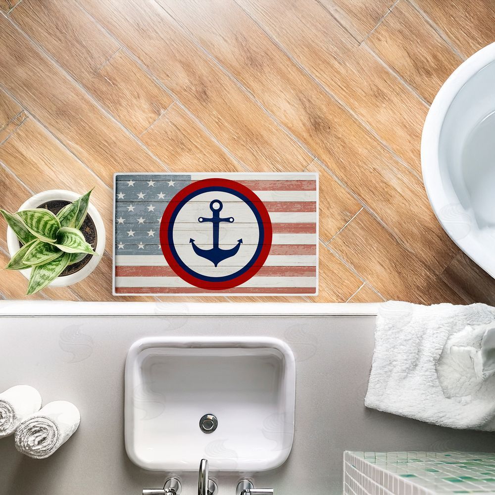 Kim Allen | Nautical Flag with Anchor Plush Bath Mat