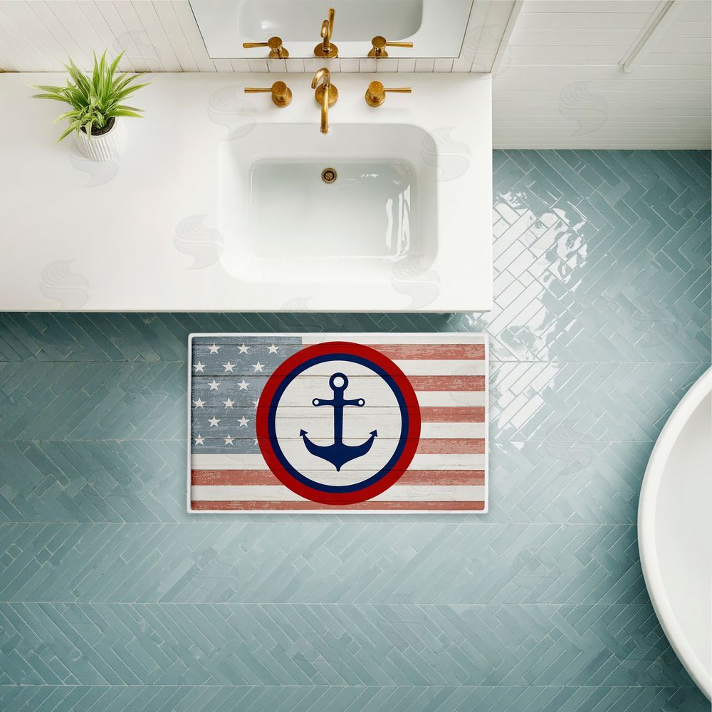 Kim Allen | Nautical Flag with Anchor Plush Bath Mat