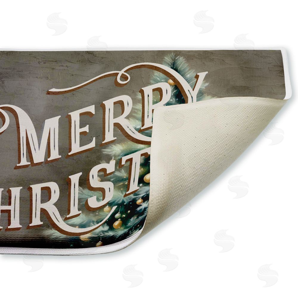 Kim Allen | Vintage Merry Christmas Greeting Plush Bath Mat