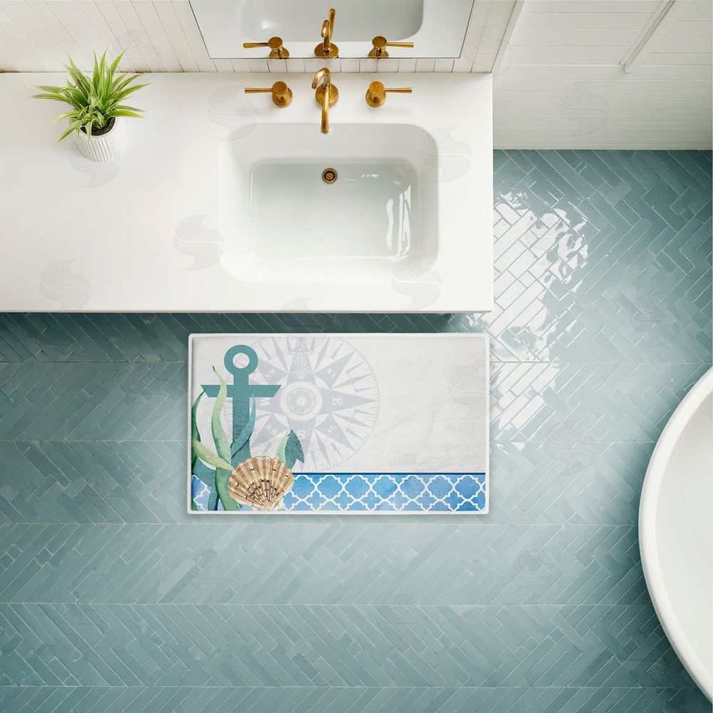 Kim Allen | Bayside Anchor & Compass Plush Bath Mat