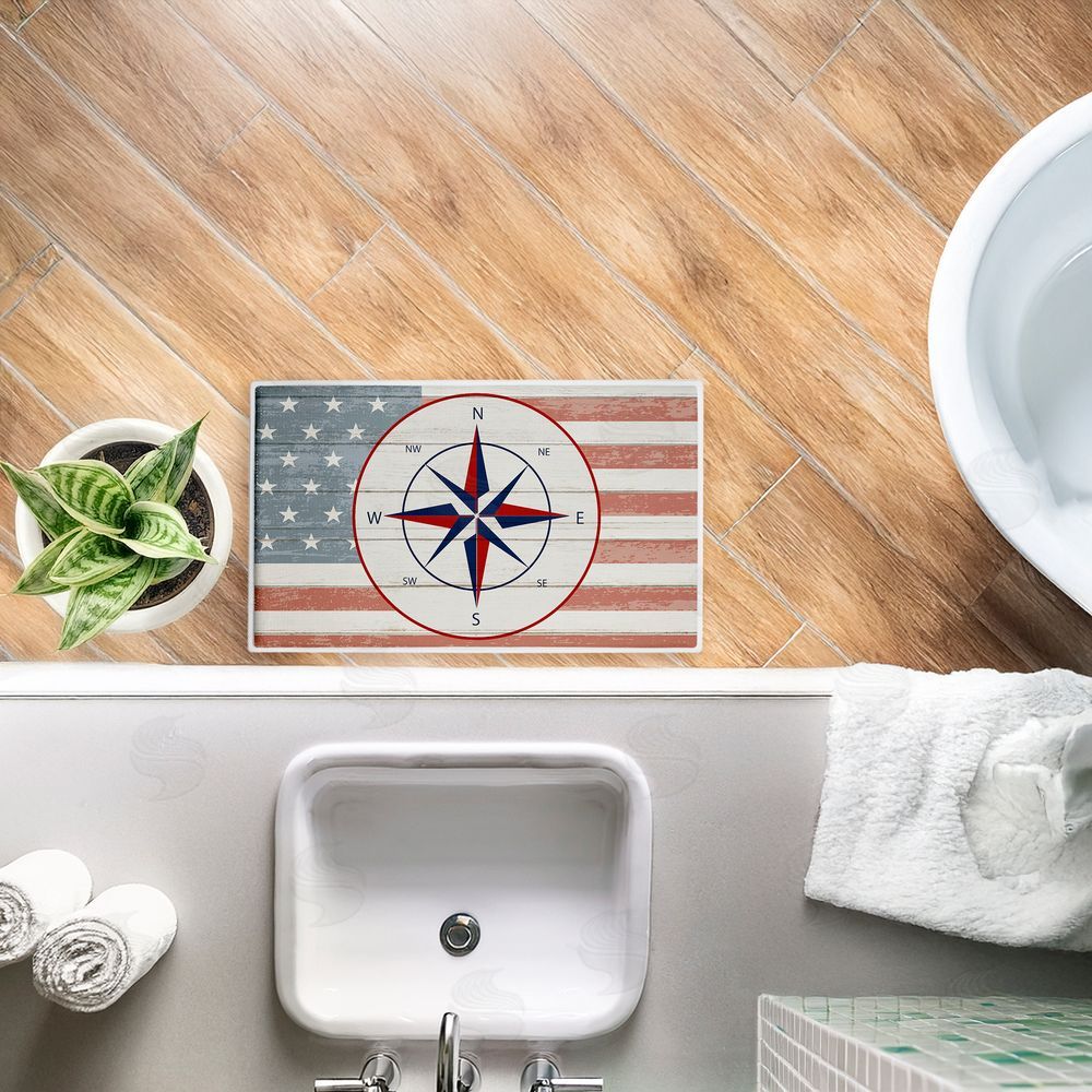 Kim Allen | Nautical Flag with Compass Plush Bath Mat