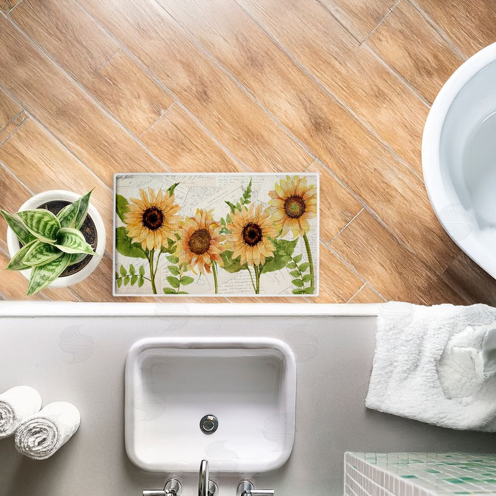 Kim Allen | Sunflowers & Vintage Letter Mail Plush Bath Mat