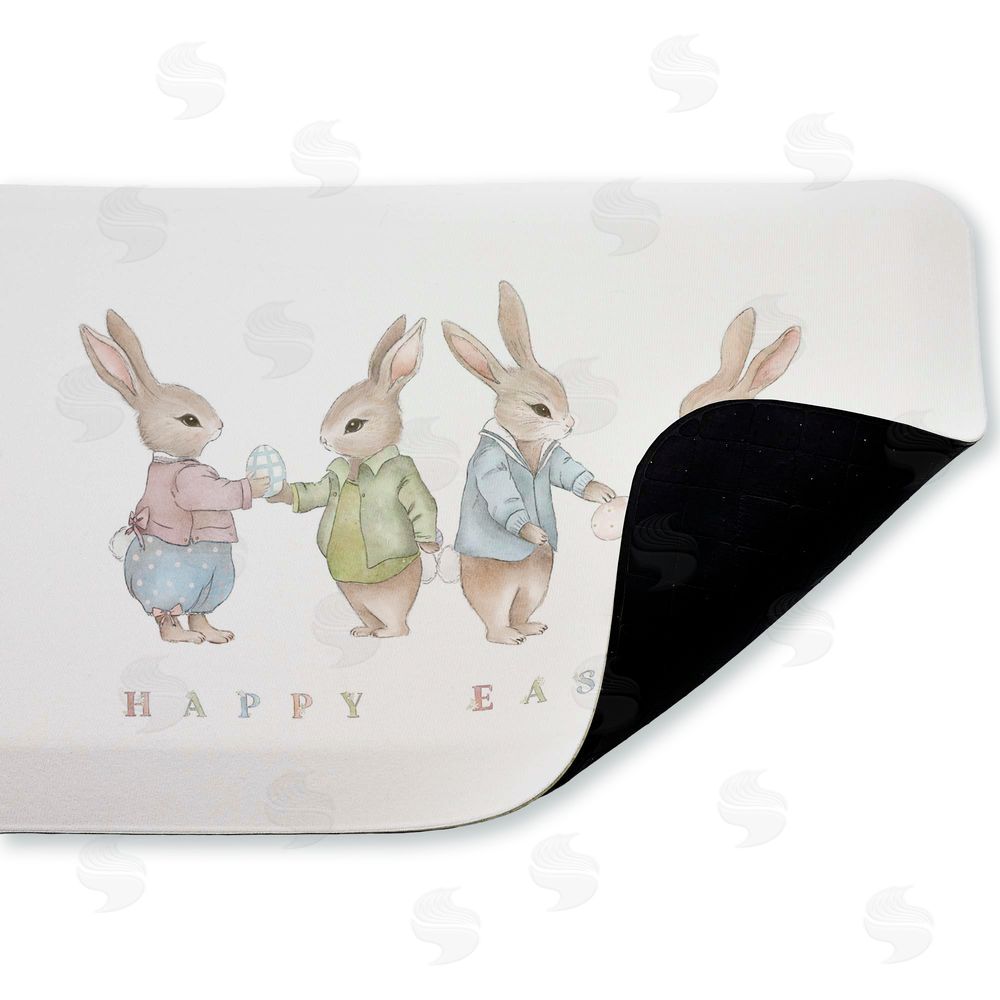Leah Straatsma | Minimal Happy Easter Bunnies Anti-Fatigue Mat