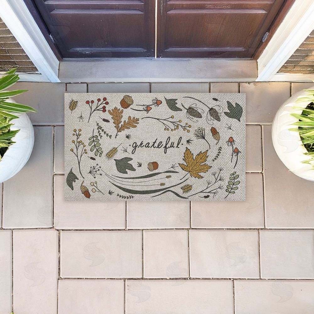 Sweet Melody Designs | Grateful Autumn Leaves Faux Sisal Door Mat