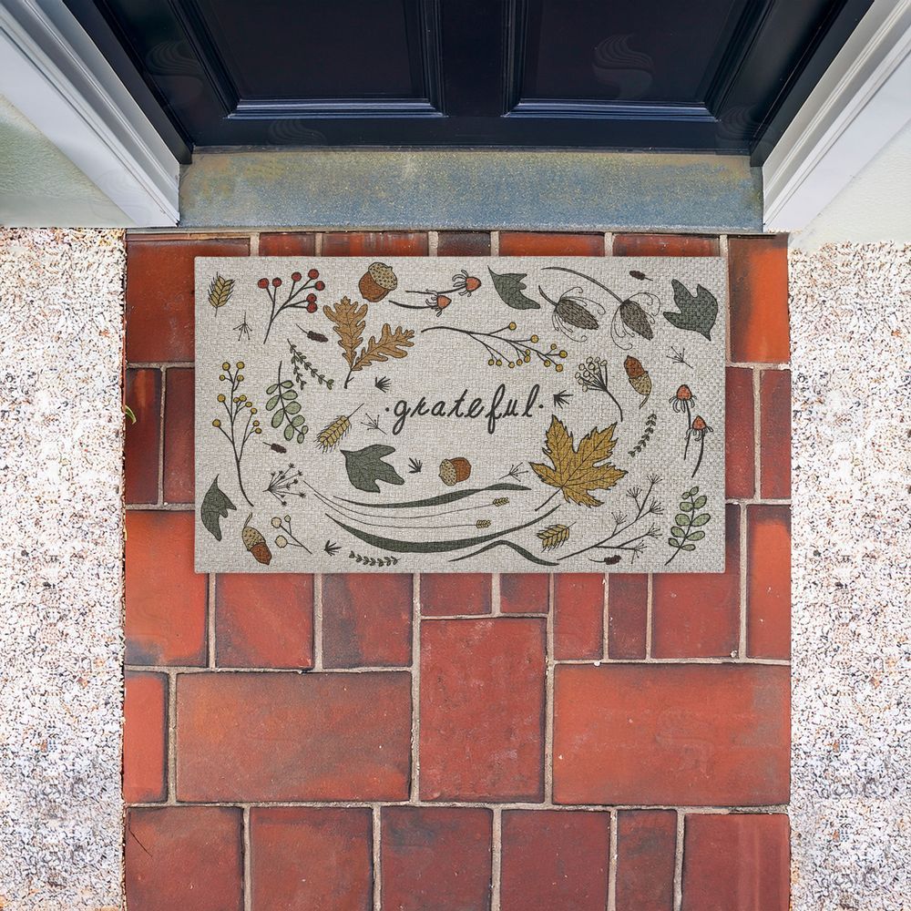 Sweet Melody Designs | Grateful Autumn Leaves Faux Sisal Door Mat