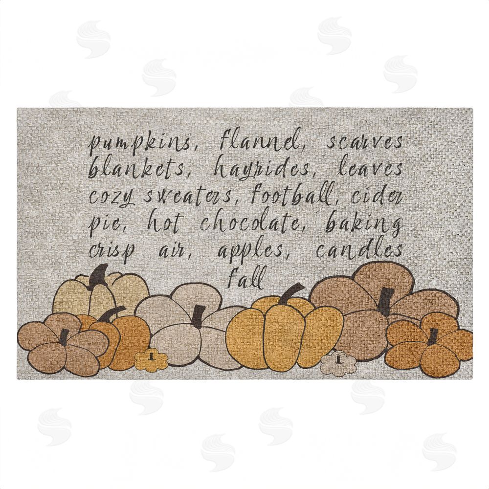 Corinne Rose Designs | Fall Pumpkin Sentiment Faux Sisal Door Mat