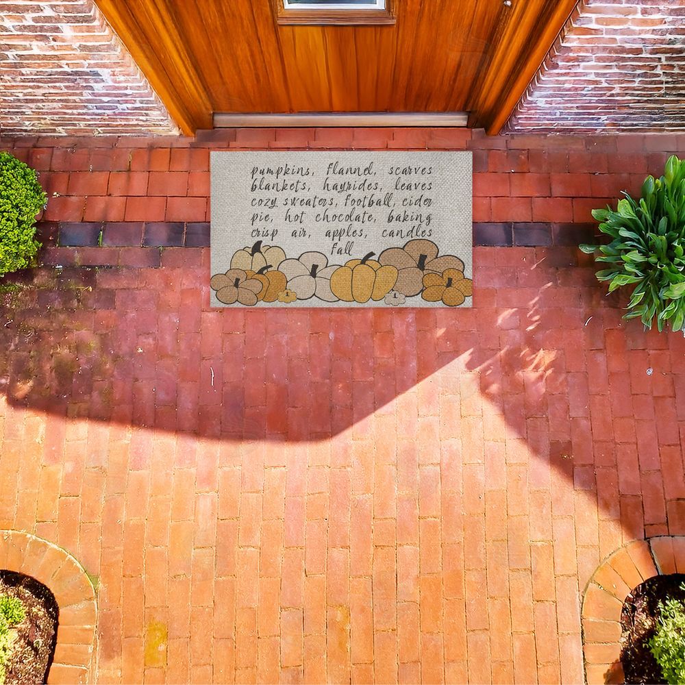 Corinne Rose Designs | Fall Pumpkin Sentiment Faux Sisal Door Mat