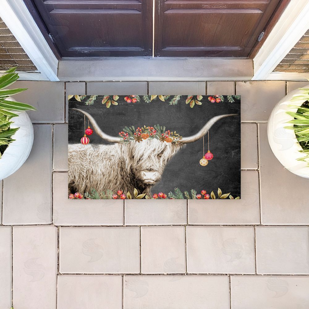 Kim Allen | Highland Christmas Cattle Non-Woven Door Mat
