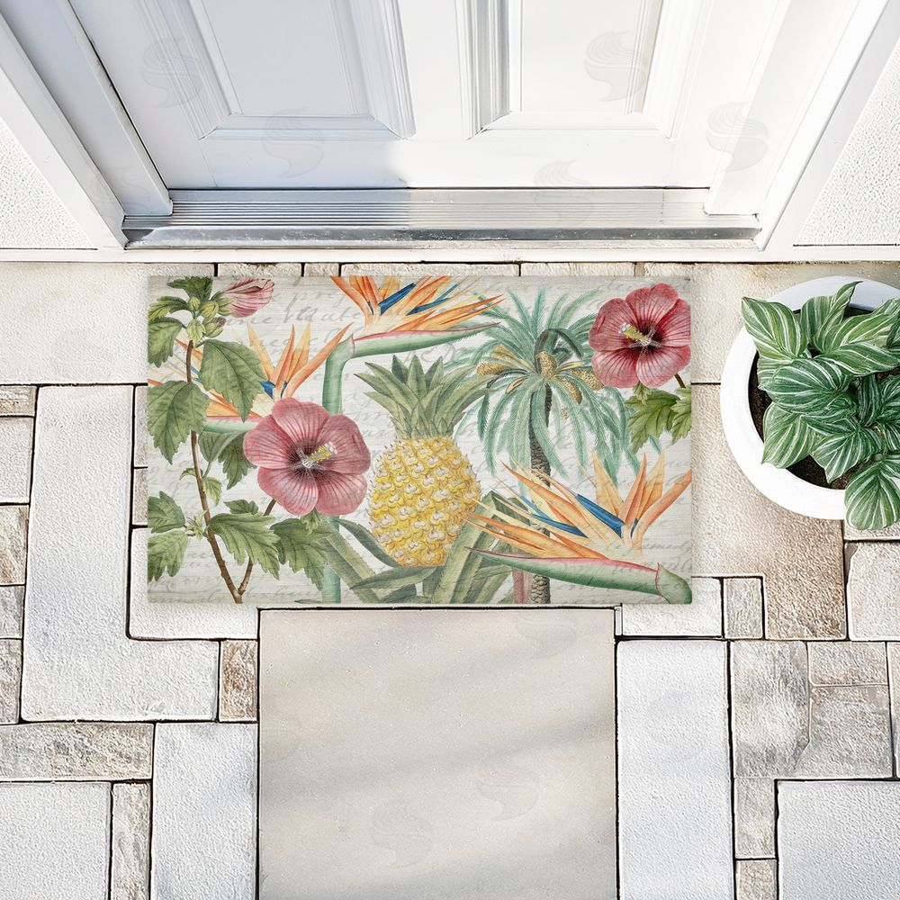 Kim Allen | Tropical Flowers & Pineapple Non-Woven Door Mat