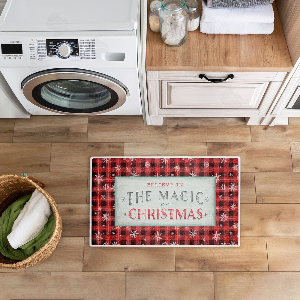 Chad Barrett | Magic of Christmas Red Plaid Plush Bath Mat
