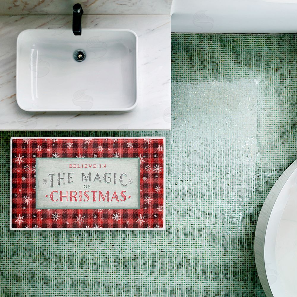 Chad Barrett | Magic of Christmas Red Plaid Plush Bath Mat