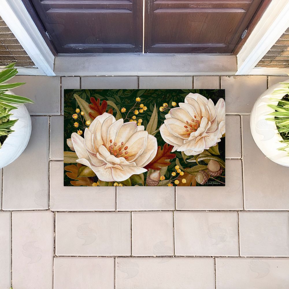 Nicole Tamarin | Vintage Midnight Garden Blooms Non-Woven Door Mat