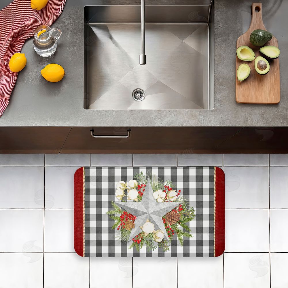 Nicole Tamarin | Gingham & Floral Star Shape Anti-Fatigue Mat