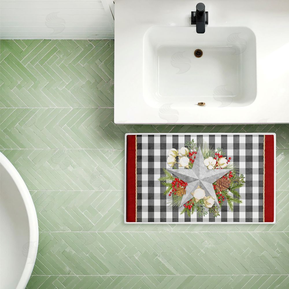 Nicole Tamarin | Gingham & Floral Star Shape Plush Bath Mat