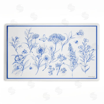 Susan Winget | Single Blue Flower Sprigs Plush Bath Mat