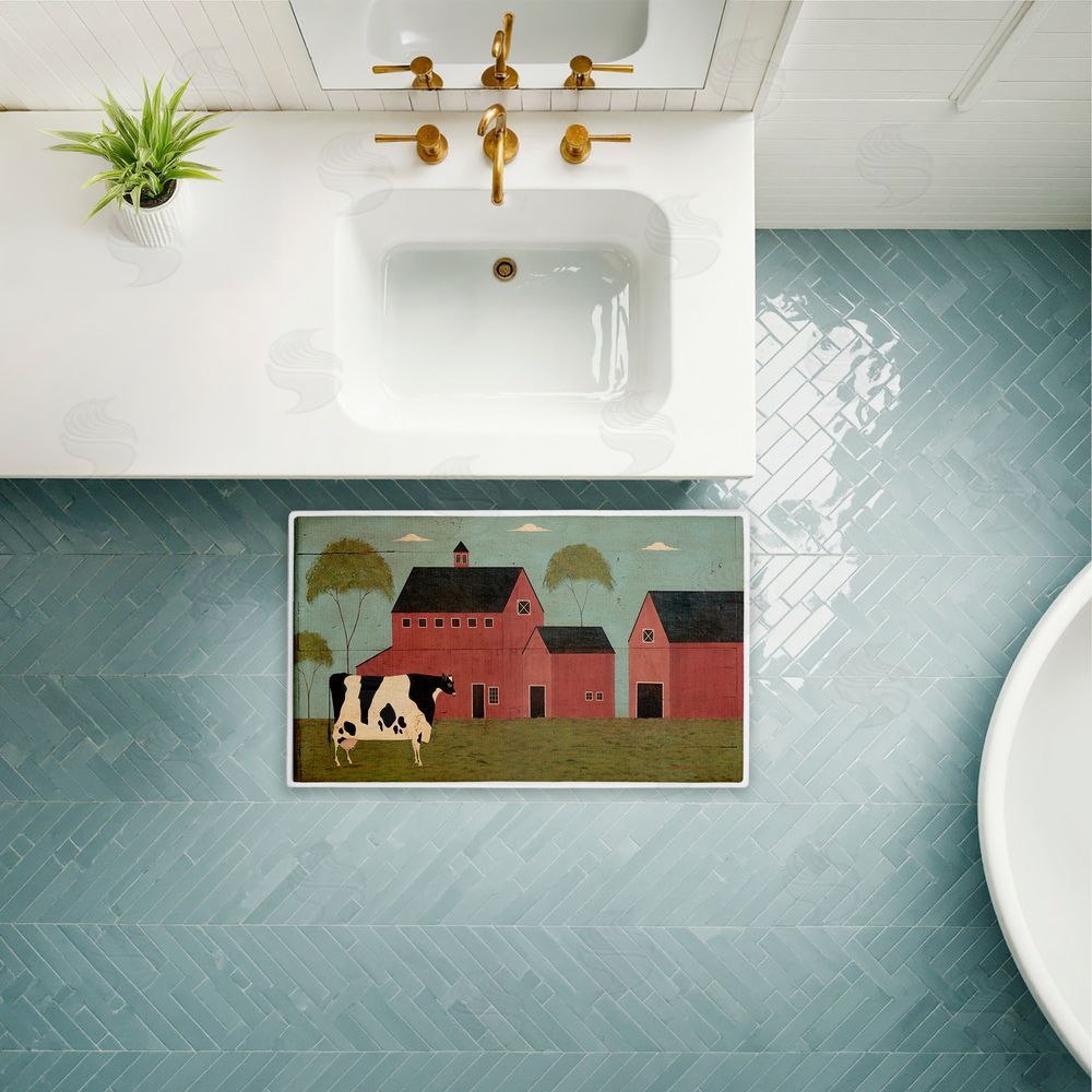 Warren Kimble | Nellies Barn Cow Plush Bath Mat
