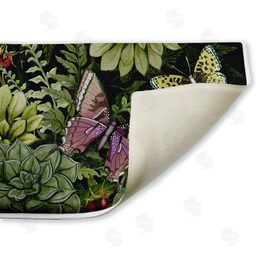 Nicole Tamarin | Dark Succulents Midnight Garden Plush Bath Mat